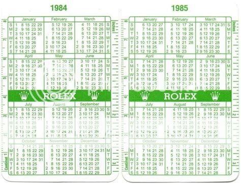 rolex calendar 1984 ebay|1984/85 Rolex Calendar .